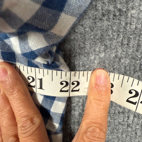 J.Jill Size Large Top Blue Cotton Gingham Checkered Long Sleeves Picnic Casual - Picture 8 of 9